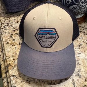 Patagonia Cream and Gray Trucker Hat with Embroidered Logo